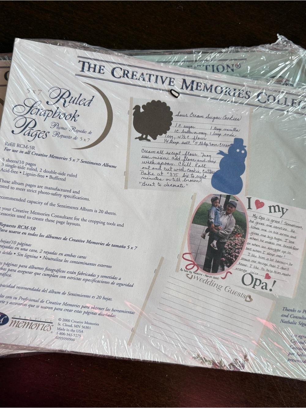 Lot of 2 Creative Memories 5x7 Ruled Scrapbook Pages RCM-5R  5 Sheets 10 Pages